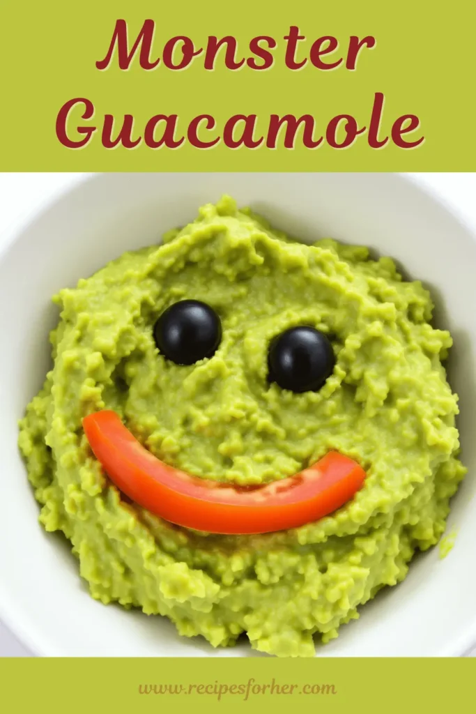 Monster Guacamole: Serve guacamole in a bowl decorated with olive eyes and a tomato mouth to look like a monster.