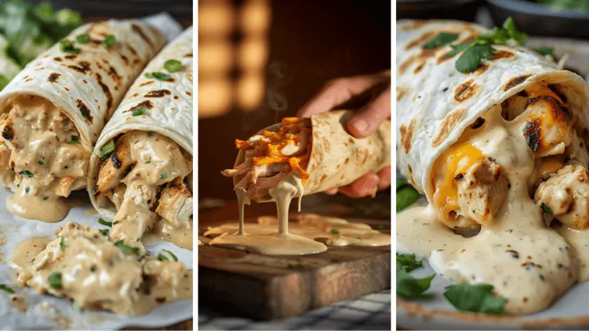 Cheesy Garlic Chicken Wraps