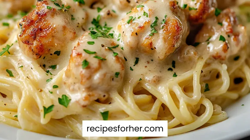 Garlic Butter Chicken Bites with Creamy Parmesan Pasta Recipe